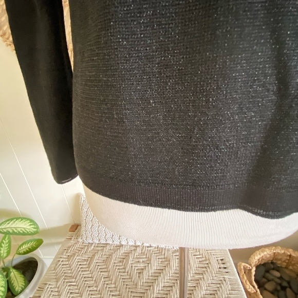 Scotch & Soda Maison Scotch Black Long Sleeve Metallic V Neck Sweater Medium - Picture 5 of 9